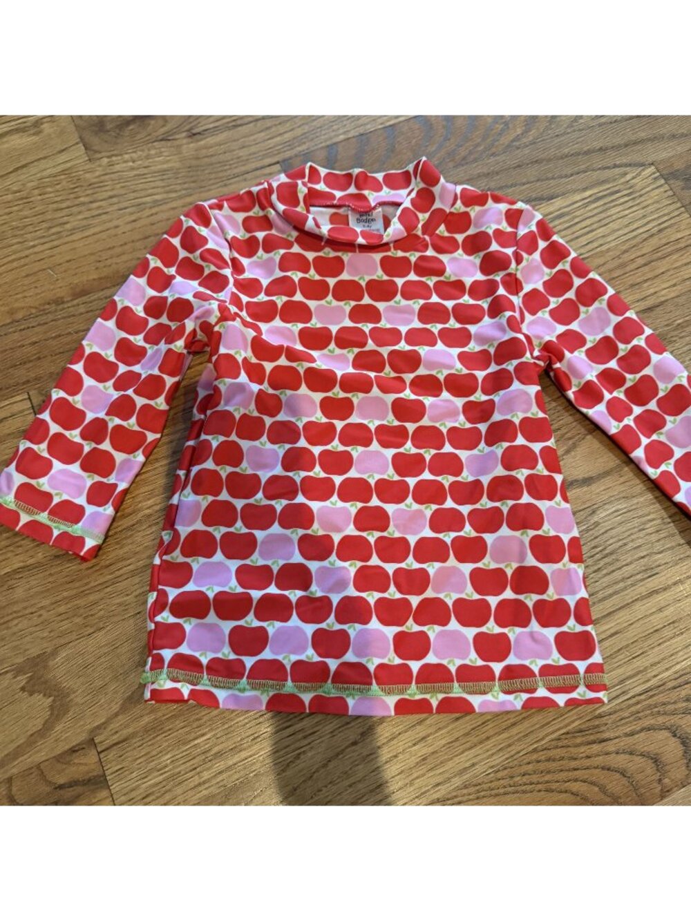 MINI BODEN GIRLS RED APPLE SWIM SHIRT RASH GUARD 3-4 YEARS
